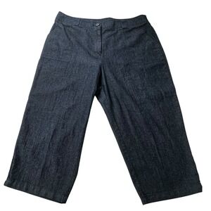 White Stag Women's Cropped Pants Dark Denim Pockets Plus Size 18 Wide Leg Summer